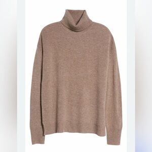 Nordstrom cashmere Women's Taupe Cowl Neck Pullover Sweater